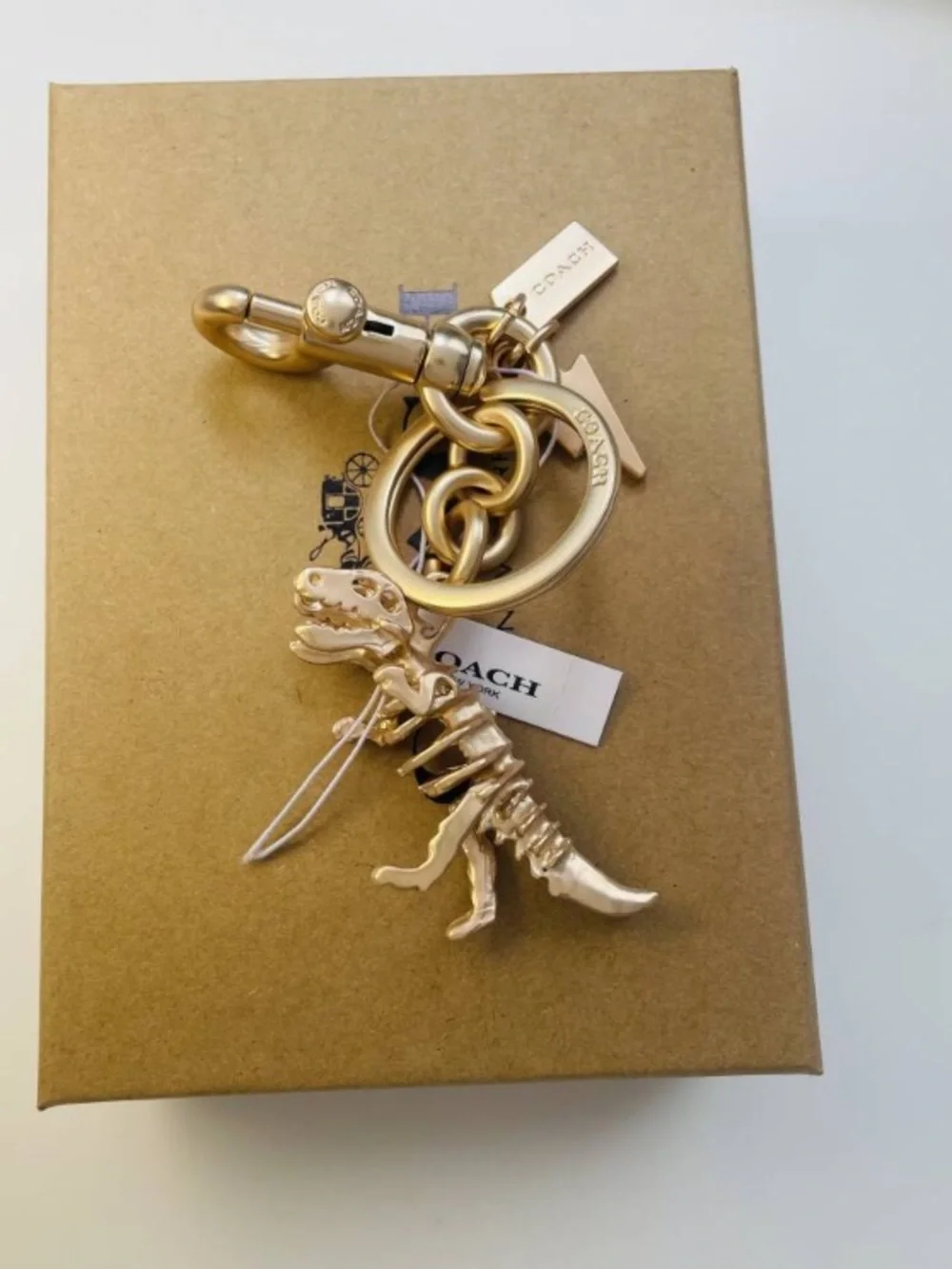 Coach Gold Rexy Skeleton Bag Charm Keychain - Picture 1 of 2